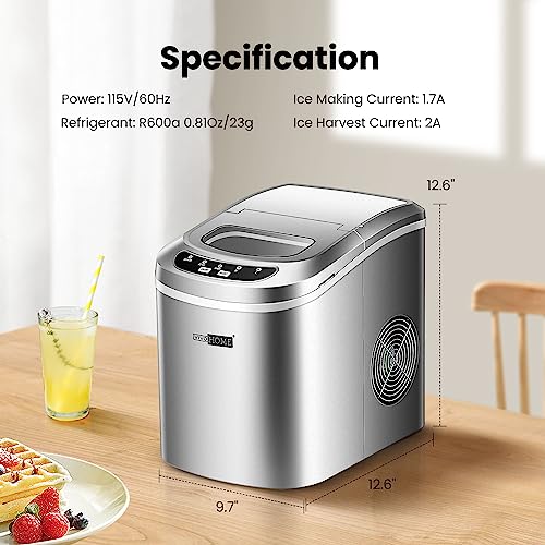 VIVOHOME Electric Portable Compact Countertop Automatic Ice Cube Maker Machine with Hand Scoop and Self Cleaning Function 26lbs/Day Silver