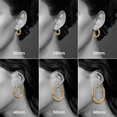 Gold Hoop Earrings for Women, 14K Gold Plated Lightweight Chunky Open Hoops 20mm Gold Hoop Earrings for Women