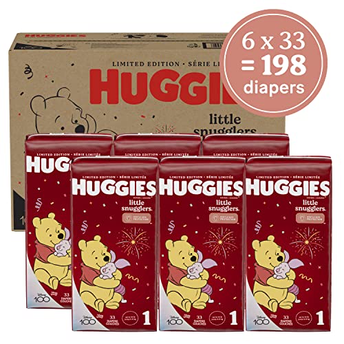 Baby Diapers Size 1 (8-14 lbs), 198ct, Huggies Little Snugglers Newborn Diapers