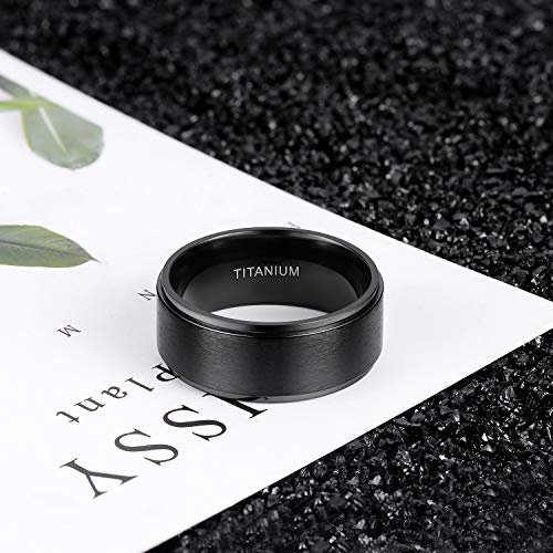 TIGRADE 4mm 6mm 8mm 10mm Black Titanium Rings Wedding Band Matte Comfort Fit for Men Women, 10MM, Size 10