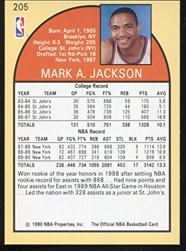 1990 Hoops Basketball Card (1990-91) #205 Mark Jackson Near Mint/Mint