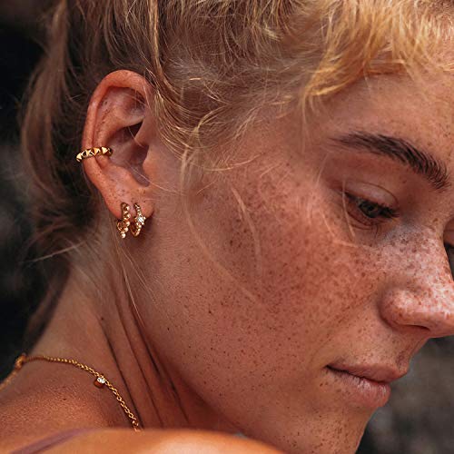 MYEARS Women Gold Huggie Hoop Earrings Bead Ball Sleeper Charm Dangle Drop 14K Gold Filled Tiny Boho Beach Simple Delicate Handmade Hypoallergenic Jewelry Gift
