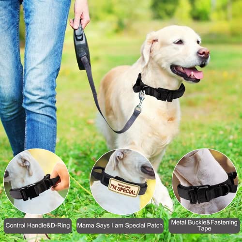 Tactical Dog Collar - KCUCOP Military Dog Collar with Mama Says I m Special Patch Thick with Handle K9 Collar Tactipup Dog Collars Adjustable Heavy Duty Metal Buckle for M,L,XL Dogs(Black,M)