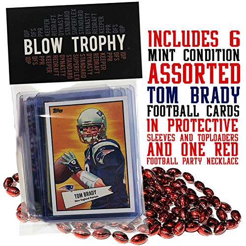 Tom Brady Football Card Bundle, Set of 6 Assorted New England Patriots and Michigan Wolverines Mint Football Cards of Quarterback GOAT Super Bowl Champion Tom Brady, Protected by Sleeve and Toploader