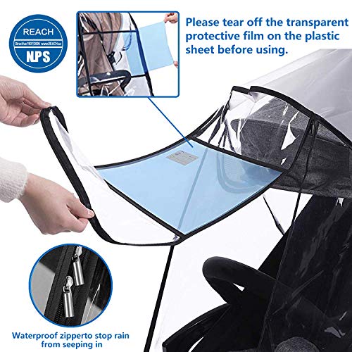 Stroller Rain Cover and Baby Stroller Mosquito Net(2-Piece Set),Universal Stroller Accessory,Waterproof, Windproof Protection,Protect from Dust Snow,Baby Travel Weather Shield