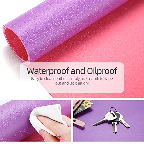 YSAGi Multifunctional Office Desk Pad, Ultra Thin Waterproof PU Leather Mouse Pad, Dual Use Desk Writing Mat for Office/Home (23.6" x 13.7", Aconite Violet+Eosine Pink)