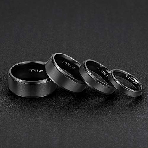 TIGRADE 4mm 6mm 8mm 10mm Black Titanium Rings Wedding Band Matte Comfort Fit for Men Women, 10MM, Size 10