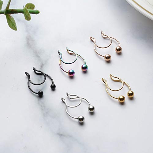 Nose Septum Ring Faux Fake False Imitate Nose Rings Clip Horseshoe Hoop Ring Stainless Steel Body Non Piercing Jewelry