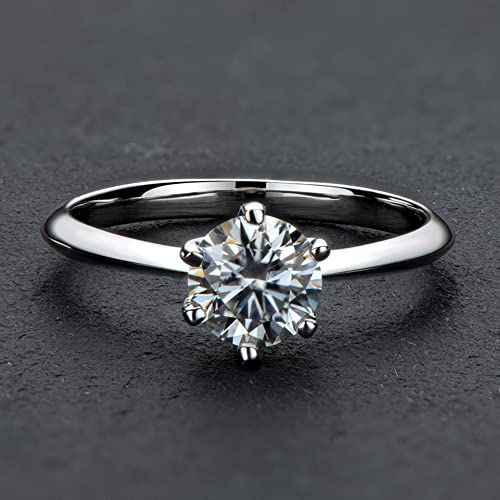WOAINI Moissanite Engagement Ring for Women, 2 Carat Round Cut Sterling Silver Wedding Band Brilliant Solitaire Infinty Ring for Promise, Anniversary, Wife (4)