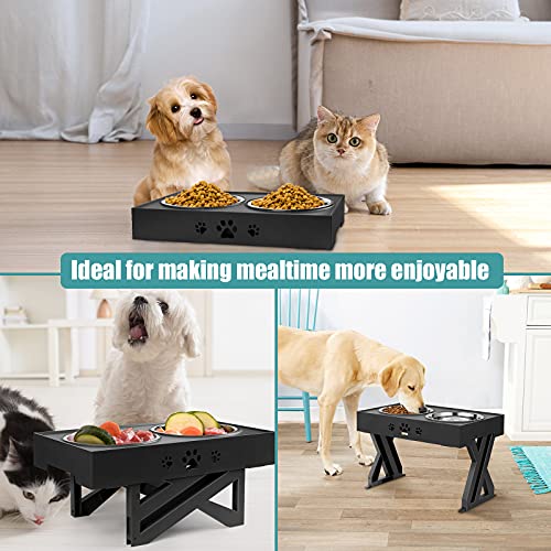 URPOWER Elevated Dog Bowls Adjustable Raised Dog Bowl with 2 Stainless Steel 1.5L Dog Food Bowls Stand Non-Slip No Spill Dog Dish Adjusts to 3 Heights 2.8â, 8â, 12âfor Small Medium Large Dogs and Pets