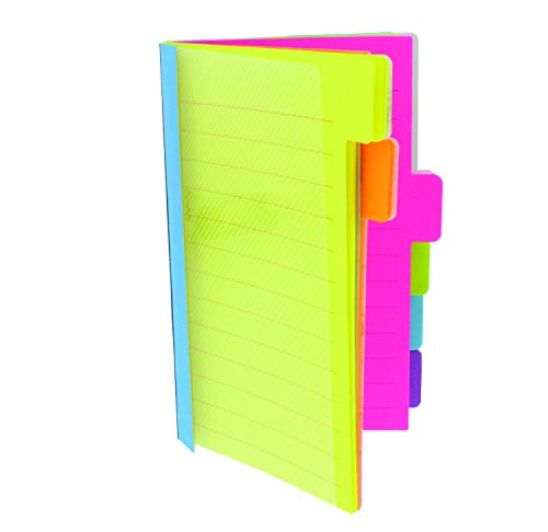 Redi-Tag Divider Sticky Notes, Tabbed Self-Stick Lined Note Pad, 60 Ruled Notes, 4 x 6 Inches, Assorted Neon Colors (29500)