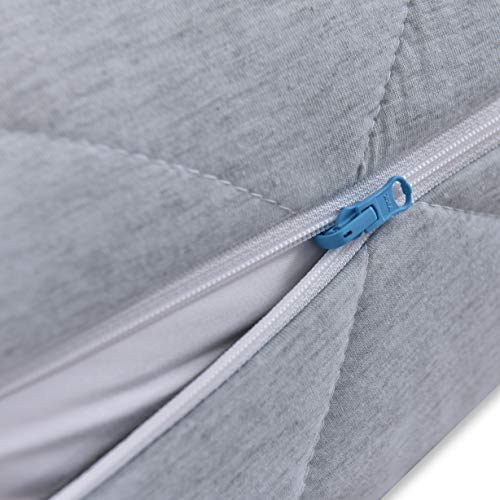 BODY NEST Cooling Pregnancy Pillow. U-Shape Full Body Pillow with Reversible Zippered Jersey Cotton Cover Gray. 2-in-1 Cover with Cooling Cotton Summer Side & Minky Soft Winter Side
