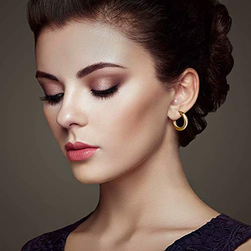 Gold Hoop Earrings for Women, 14K Gold Plated Lightweight Chunky Open Hoops 20mm Gold Hoop Earrings for Women