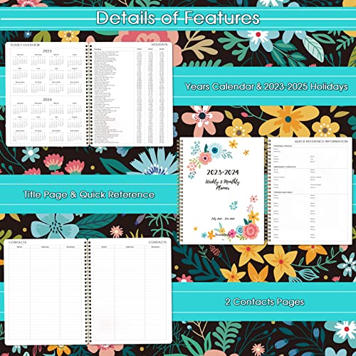 2020-2021 Student Planner - Academic Weekly & Monthly Planner with Marked Tabs, 8.5" x 11", July 2020 - June 2021, Twin-Wire Binding, 2 Ruled Pages, Map & Time Zone, Variety Stickers, Blooming Flowers