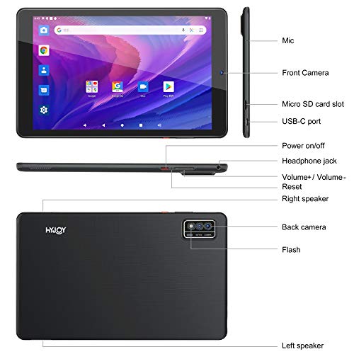 Tablet 9 Inch,Android 10.0 Tablets,9" IPS Full HD Touch-Screen,1.6 GHz Quad Core Processor,2.4 WiFi Bluetooth 4.2,2GB RAM,32GB Storage,4000mAh Battery,Hyjoy HB901 (Black)