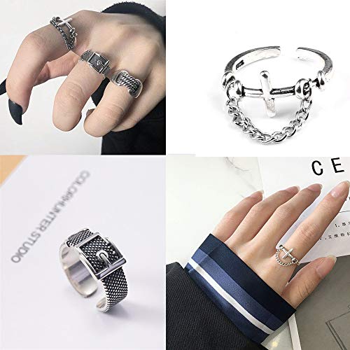 20 Pcs Open Rings Frog Leaf Chain Adjustable Ring for Women Men Girls Punk Vintage Stackable Ring Sets