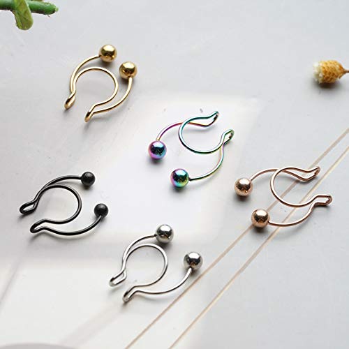Nose Septum Ring Faux Fake False Imitate Nose Rings Clip Horseshoe Hoop Ring Stainless Steel Body Non Piercing Jewelry