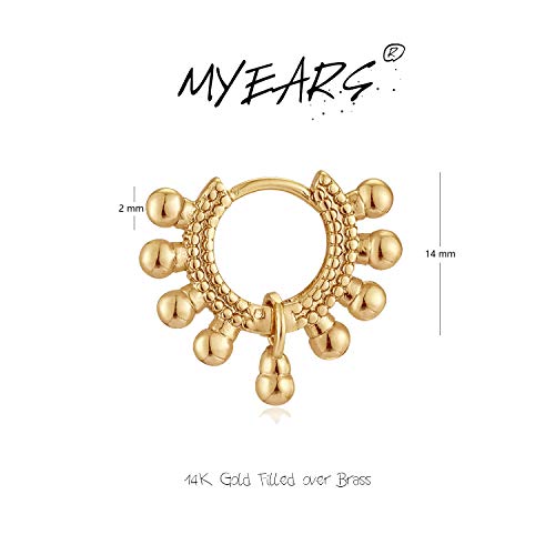 MYEARS Women Gold Huggie Hoop Earrings Bead Ball Sleeper Charm Dangle Drop 14K Gold Filled Tiny Boho Beach Simple Delicate Handmade Hypoallergenic Jewelry Gift