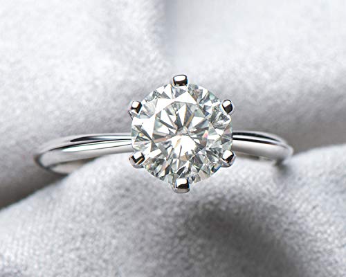 WOAINI Moissanite Engagement Ring for Women, 2 Carat Round Cut Sterling Silver Wedding Band Brilliant Solitaire Infinty Ring for Promise, Anniversary, Wife (4)