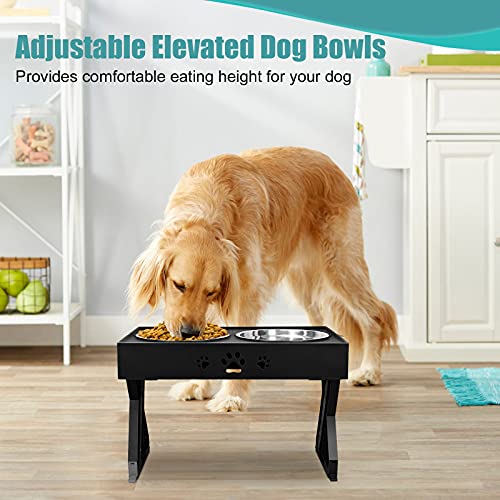 URPOWER Elevated Dog Bowls Adjustable Raised Dog Bowl with 2 Stainless Steel 1.5L Dog Food Bowls Stand Non-Slip No Spill Dog Dish Adjusts to 3 Heights 2.8â, 8â, 12âfor Small Medium Large Dogs and Pets