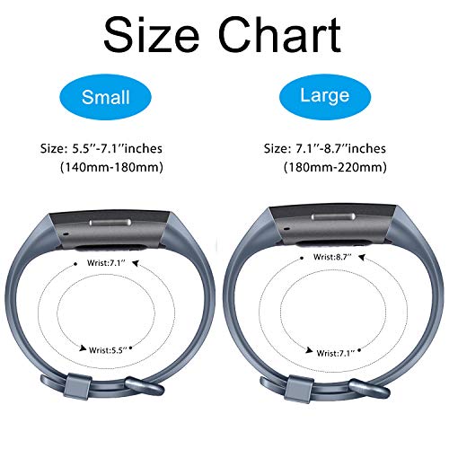 Pack 3 Silicone Bands for Fitbit Charge 4 / Fitbit Charge 3 / Charge 3 SE Replacement Wristbands for Women Men Small Large(Without Tracker) (Small: for 5.5"-7.1" Wrists, Black+Navy Blue+Slate Grey)