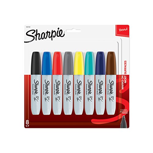 Sharpie Permanent Markers, Broad, Chisel Tip, 8-Pack, Assorted 2015 Colors (1927322)