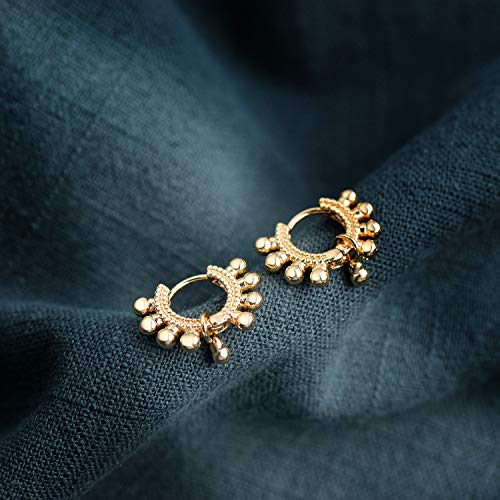 MYEARS Women Gold Huggie Hoop Earrings Bead Ball Sleeper Charm Dangle Drop 14K Gold Filled Tiny Boho Beach Simple Delicate Handmade Hypoallergenic Jewelry Gift