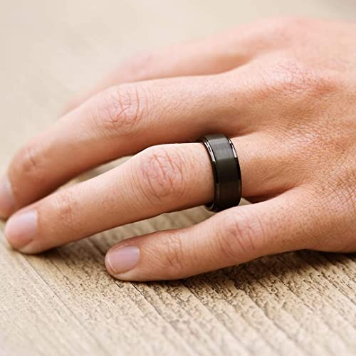 TIGRADE 4mm 6mm 8mm 10mm Black Titanium Rings Wedding Band Matte Comfort Fit for Men Women, 10MM, Size 10