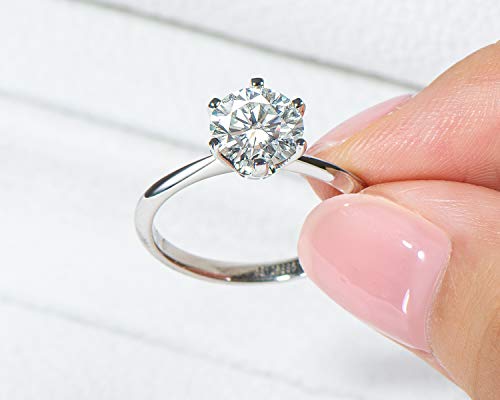 WOAINI Moissanite Engagement Ring for Women, 2 Carat Round Cut Sterling Silver Wedding Band Brilliant Solitaire Infinty Ring for Promise, Anniversary, Wife (4)