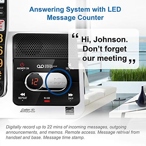 AT&T BL102-2 DECT 6.0 2-Handset Cordless Phone for Home with Answering Machine, Call Blocking, Caller ID Announcer, Audio Assist, Intercom, and Unsurpassed Range