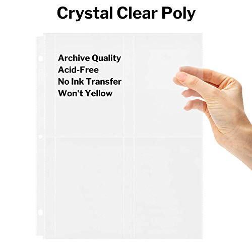 Dunwell 3-Ring Binder Sleeve Refills - (3.5x5, 10 Pack), for 80 Pictures, Crystal Clear Photo Pockets, Photo Album Page Refillable Inserts, Each Photo Page Holds 8 Pictures, Seed Binder