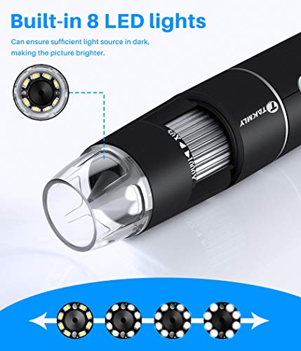 Wireless Digital Microscope Handheld USB HD Inspection Camera with Stand Compatible with iPhone, iPad, Samsung Galaxy, Android, Mac, Windows Computer 50x-100x Magnification