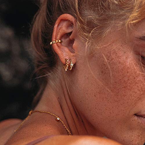 MYEARS Women Gold Huggie Hoop Earrings Bead Ball Sleeper Charm Dangle Drop 14K Gold Filled Tiny Boho Beach Simple Delicate Handmade Hypoallergenic Jewelry Gift