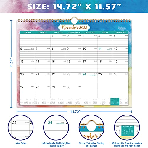 2020-2021 Calendar - 18 Month Wall Calendar with Julian Date, Thick Paper Perfect for Organizing & Planning, July 2020 - December 2021, 14.75 x 11.5 Inches, Wire-Bound