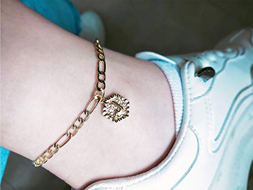 A Initial Anklet for Women Cuban Ankle Bracelet with Letter Gold Alphabet Initial Anklet for Girls