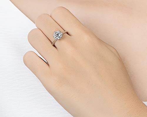 WOAINI Moissanite Engagement Ring for Women, 2 Carat Round Cut Sterling Silver Wedding Band Brilliant Solitaire Infinty Ring for Promise, Anniversary, Wife (4)