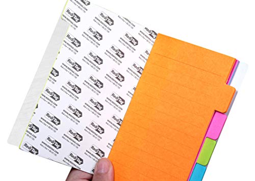 Redi-Tag Divider Sticky Notes, Tabbed Self-Stick Lined Note Pad, 60 Ruled Notes, 4 x 6 Inches, Assorted Neon Colors (29500)