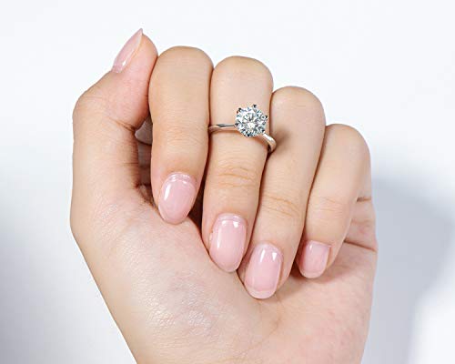 WOAINI Moissanite Engagement Ring for Women, 2 Carat Round Cut Sterling Silver Wedding Band Brilliant Solitaire Infinty Ring for Promise, Anniversary, Wife (4)