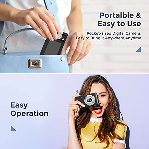 TOBERTO HD Digital Camera, 1080P Vlogging LCD Mini Camera with 16X Zoom 36MP Digital Point and Shoot Camera Video Camera, for Kids Students Beginners Beauty Face