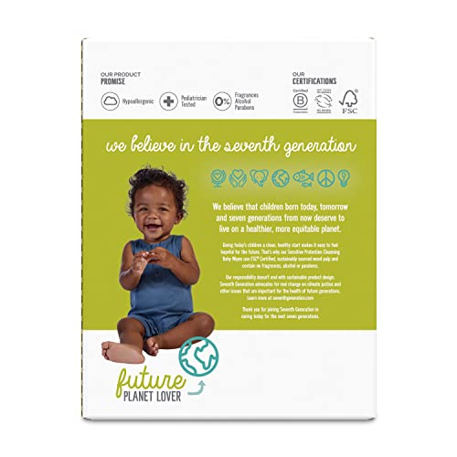 Seventh Generation Baby Wipes, Free & Clear Unscented and Sensitive, Gentle as Water, with Flip Top Dispenser, 504 count (Packaging May Vary)