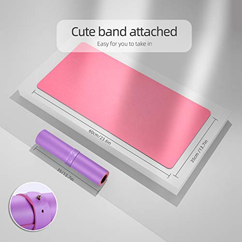 YSAGi Multifunctional Office Desk Pad, Ultra Thin Waterproof PU Leather Mouse Pad, Dual Use Desk Writing Mat for Office/Home (23.6" x 13.7", Aconite Violet+Eosine Pink)