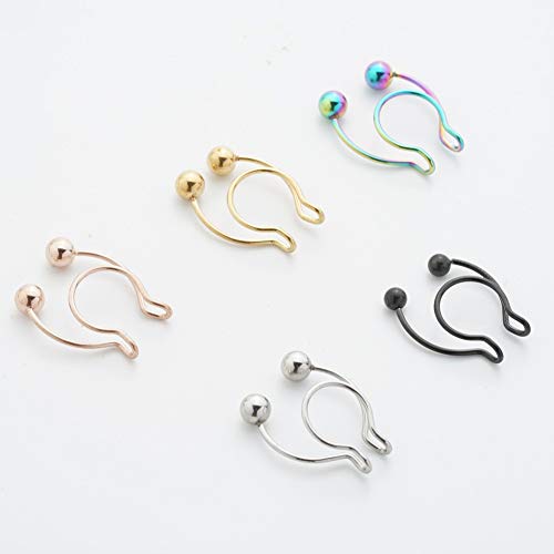 Nose Septum Ring Faux Fake False Imitate Nose Rings Clip Horseshoe Hoop Ring Stainless Steel Body Non Piercing Jewelry