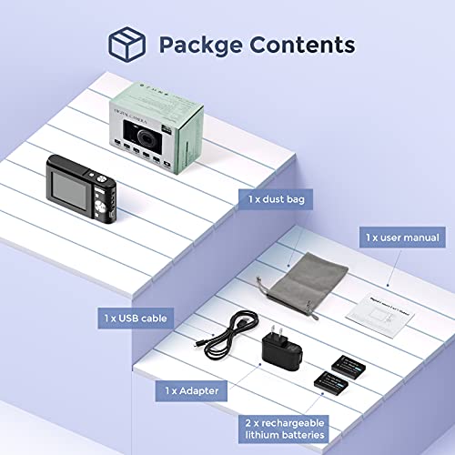 TOBERTO HD Digital Camera, 1080P Vlogging LCD Mini Camera with 16X Zoom 36MP Digital Point and Shoot Camera Video Camera, for Kids Students Beginners Beauty Face