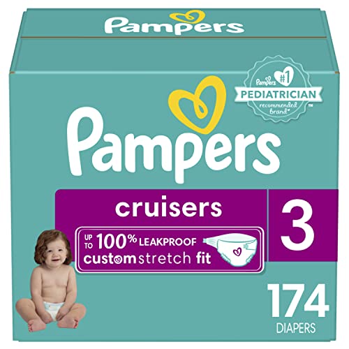 Diapers Size 3, 174 Count - Pampers Cruisers Disposable Baby Diapers, ONE MONTH SUPPLY (Packaging May Vary)