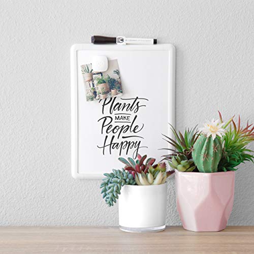 U Brands Contempo Magnetic Dry Erase Board, 8.5 x 11 Inches, White Frame, Magnet and Marker Included (251U00-04)