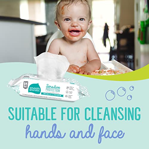 Seventh Generation Baby Wipes, Free & Clear Unscented and Sensitive, Gentle as Water, with Flip Top Dispenser, 504 count (Packaging May Vary)