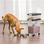 IRIS USA Airtight Pet Food Storage Combo, Black