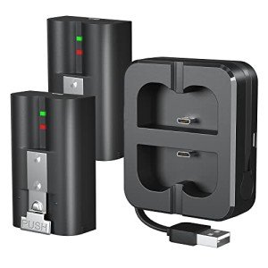 2-Pack Rechargeable Batteries with Dual USB Charger