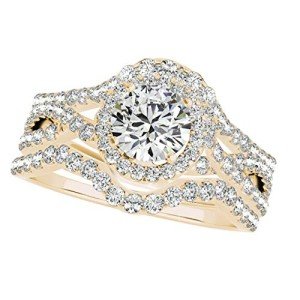 AoneJewelry 3/4 Carat Natural Diamond Engagement Ring Set