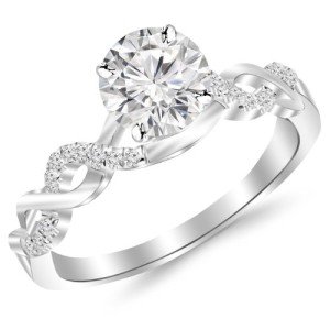 Twisting Infinity Diamond Engagement Ring in 14K White Gold